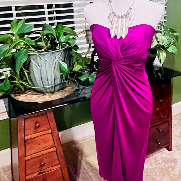 Laila Azhar Deep Fuchsia Strapless Cocktail Dress, size L - Picture 1 of 4